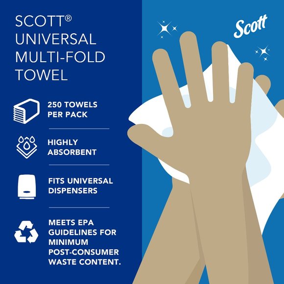 Scott Essential Multi-Fold Towels, 9.2 x 9.4, 250/Pk, 16 Pk/CT - Picture 12 of 12